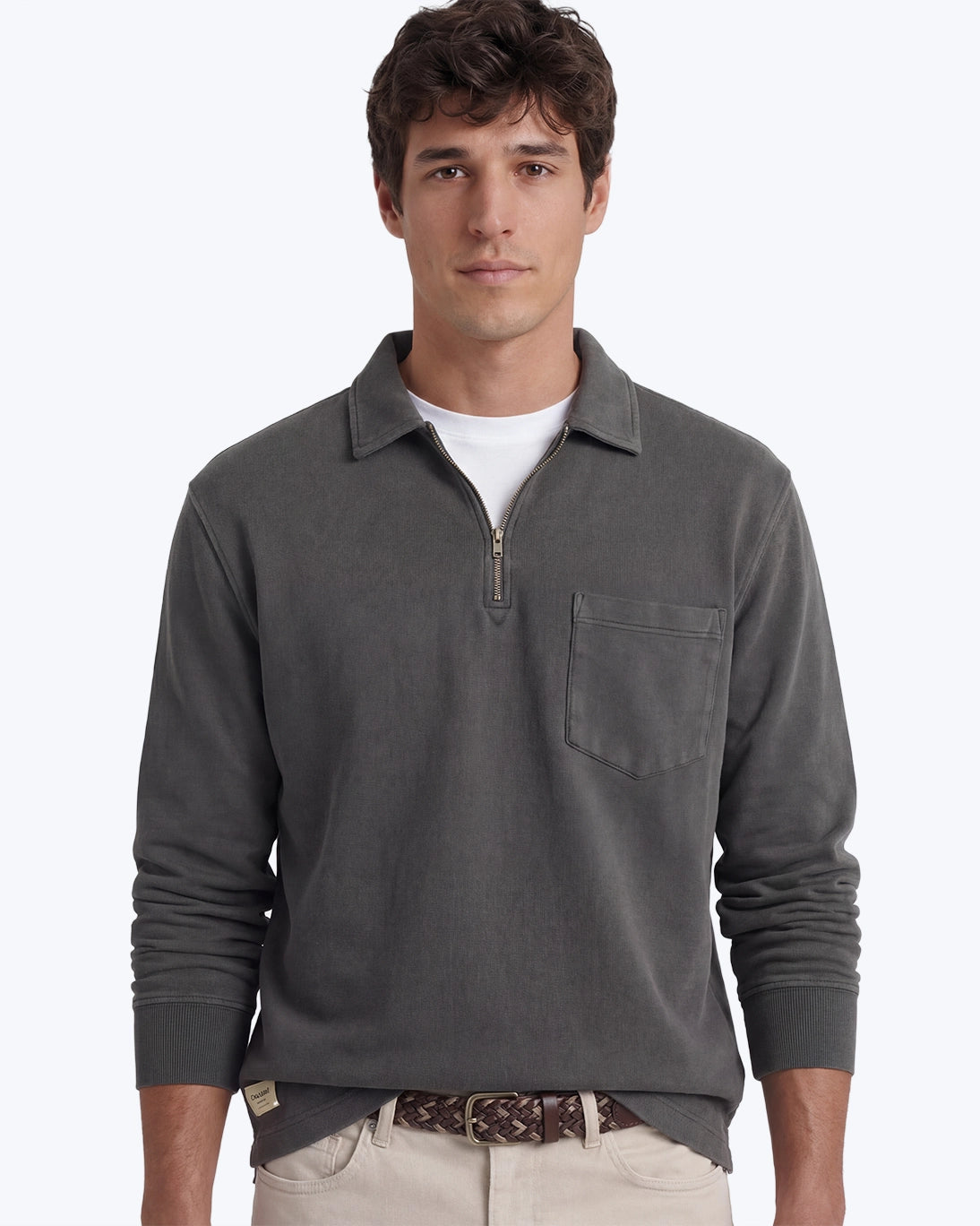 SUDADERA CUELLO POLO GRIS ANTRACITA