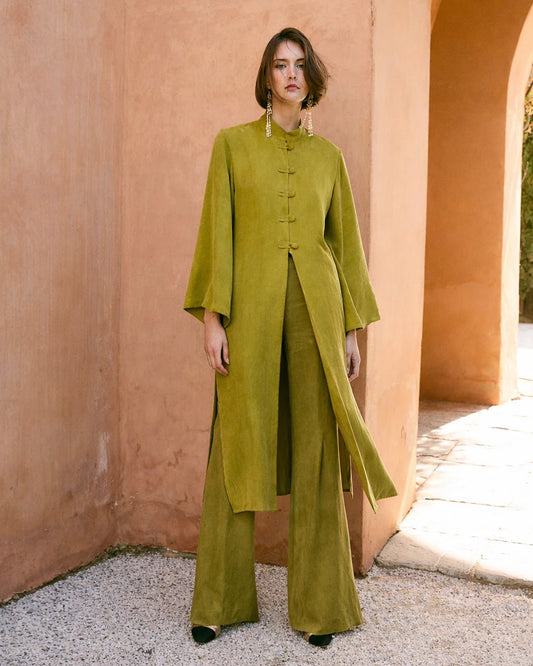 OLIVE CUPRO CHINISKI COAT