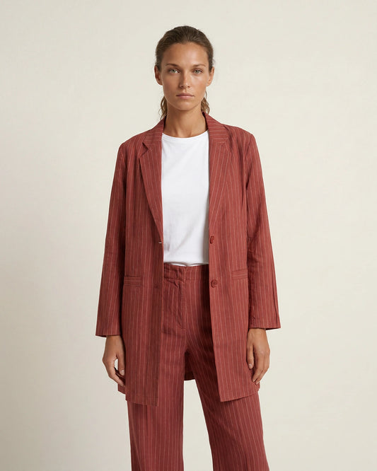 CHAQUETA LARGA TERRACOTA