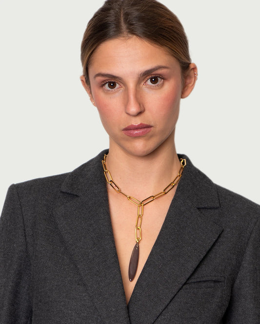 COLLAR CORTO CADENA/LEPIDOLITA