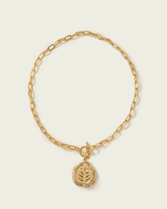 COLLAR CADENA MEDALLA HOJA