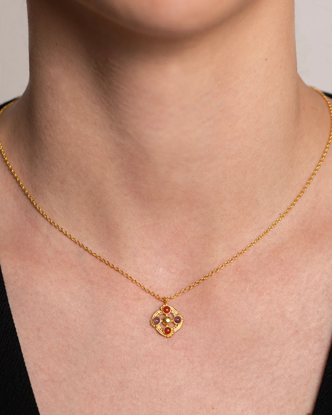 MULTI-COLORED MEDALLION NECKLACE