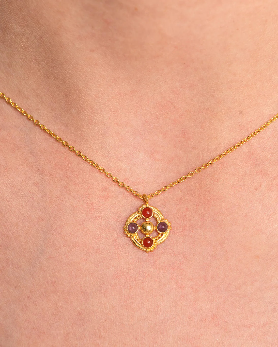 MULTI-COLORED MEDALLION NECKLACE