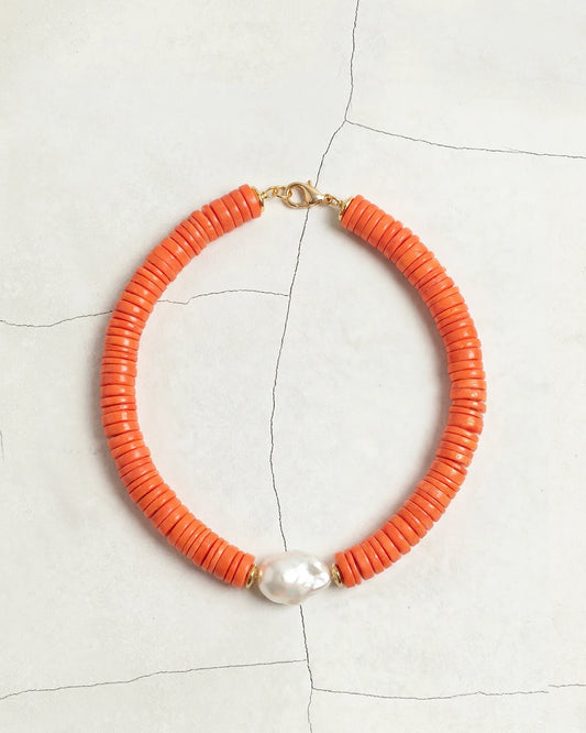 COLLAR CORAL Y PERLA