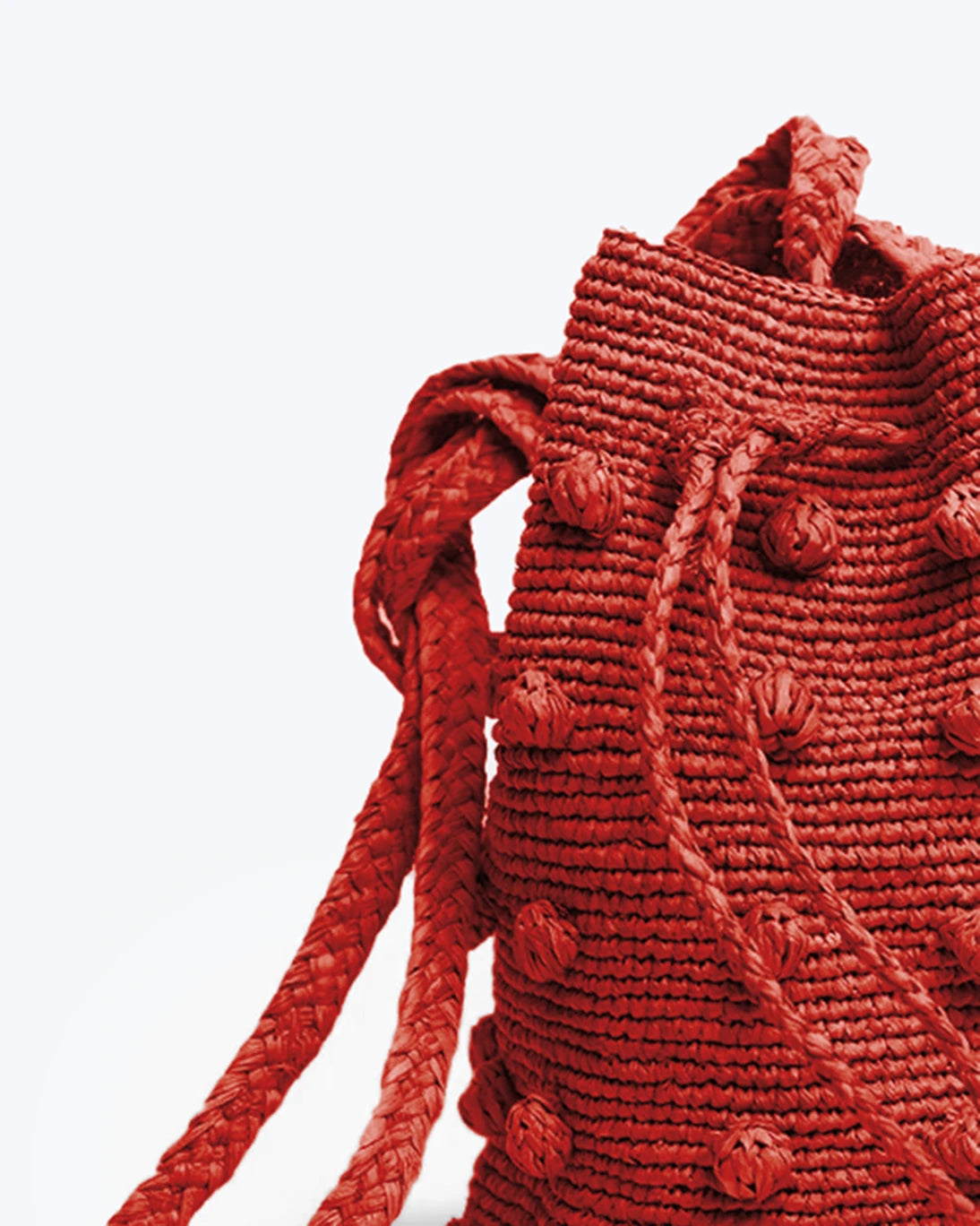 RED RAFFIA BUCKET BAG