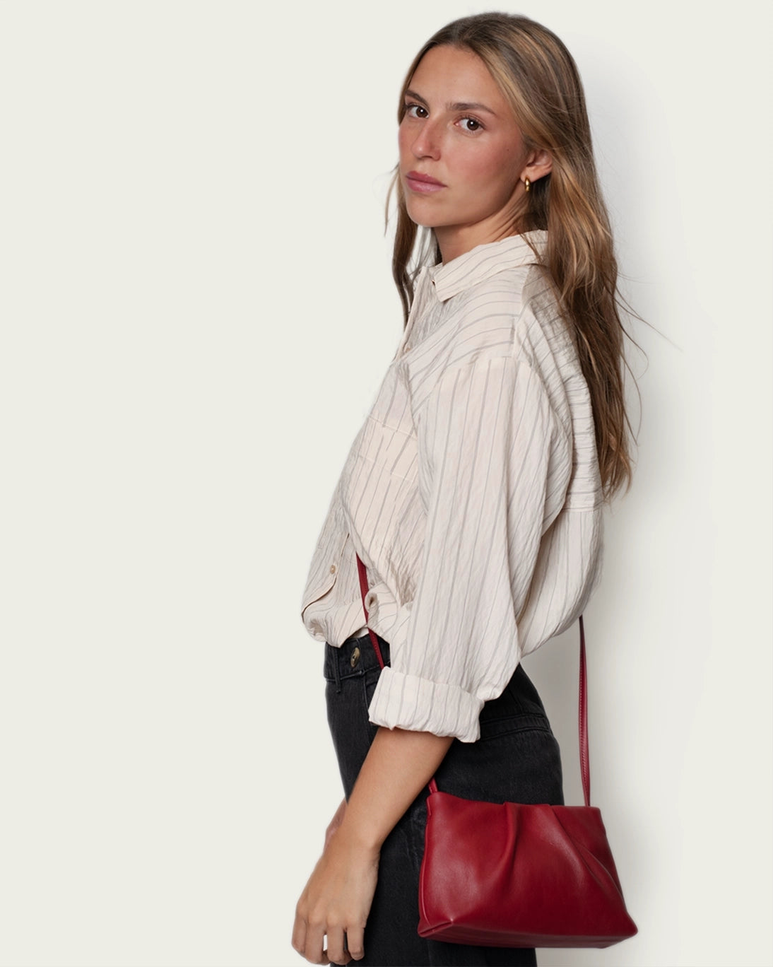 BURGUNDY LEATHER BAG/WALLET
