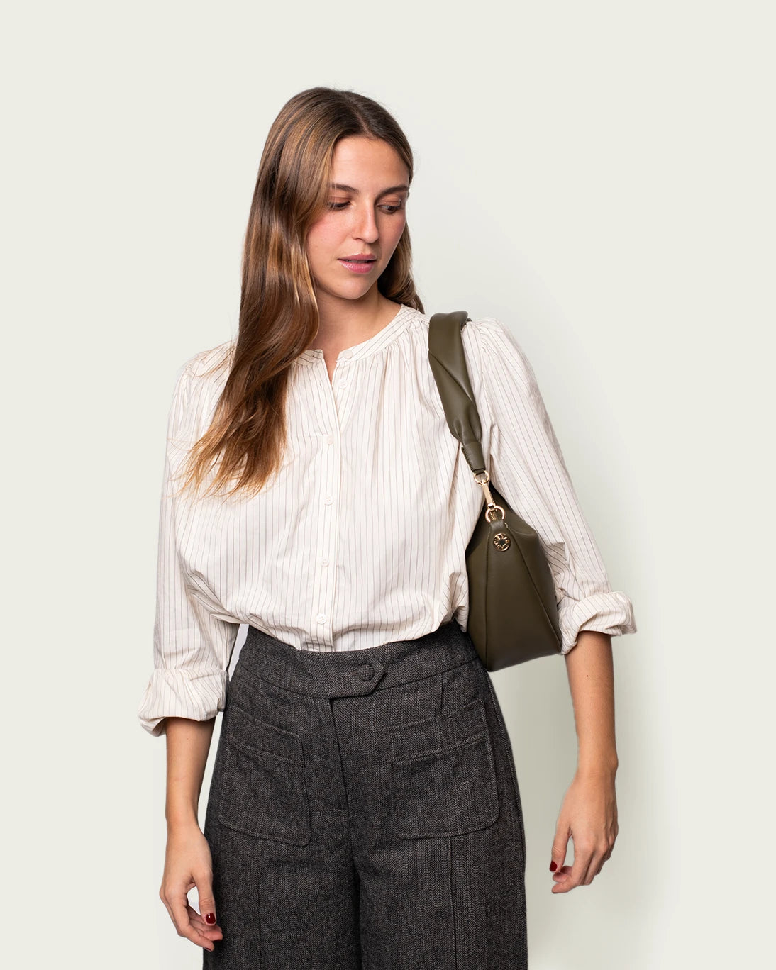 BOLSO MINI GONDOLA CAQUI 29X23CM