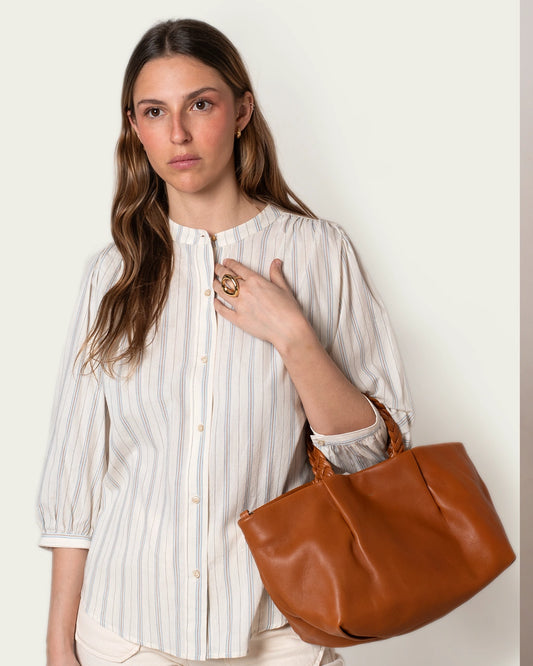 BOLSO DE PIEL DINA CARAMELO 40X18X18CM