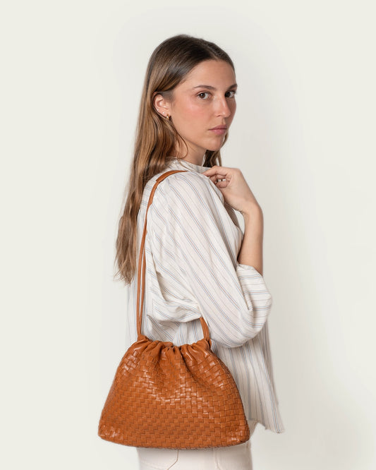BOLSO PIEL MALIA CARAMELO 30X23X5CM