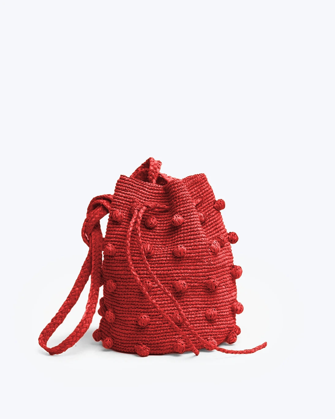 RED RAFFIA BUCKET BAG
