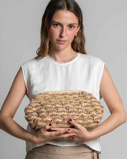 BOLSO EN RAFIA NATURAL 33X22 CM