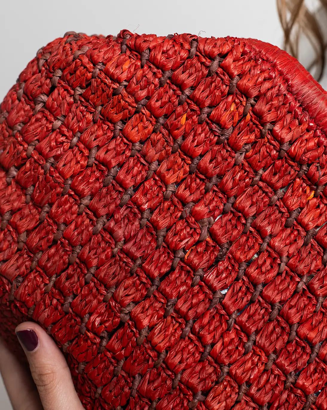 RED RAFFIA HANDBAG 33X22 CM