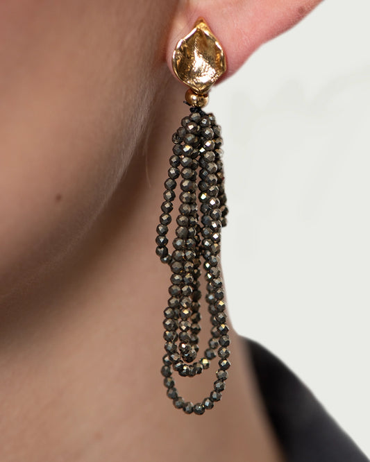 PENDIENTES BAÑO ORO CON PIRITA