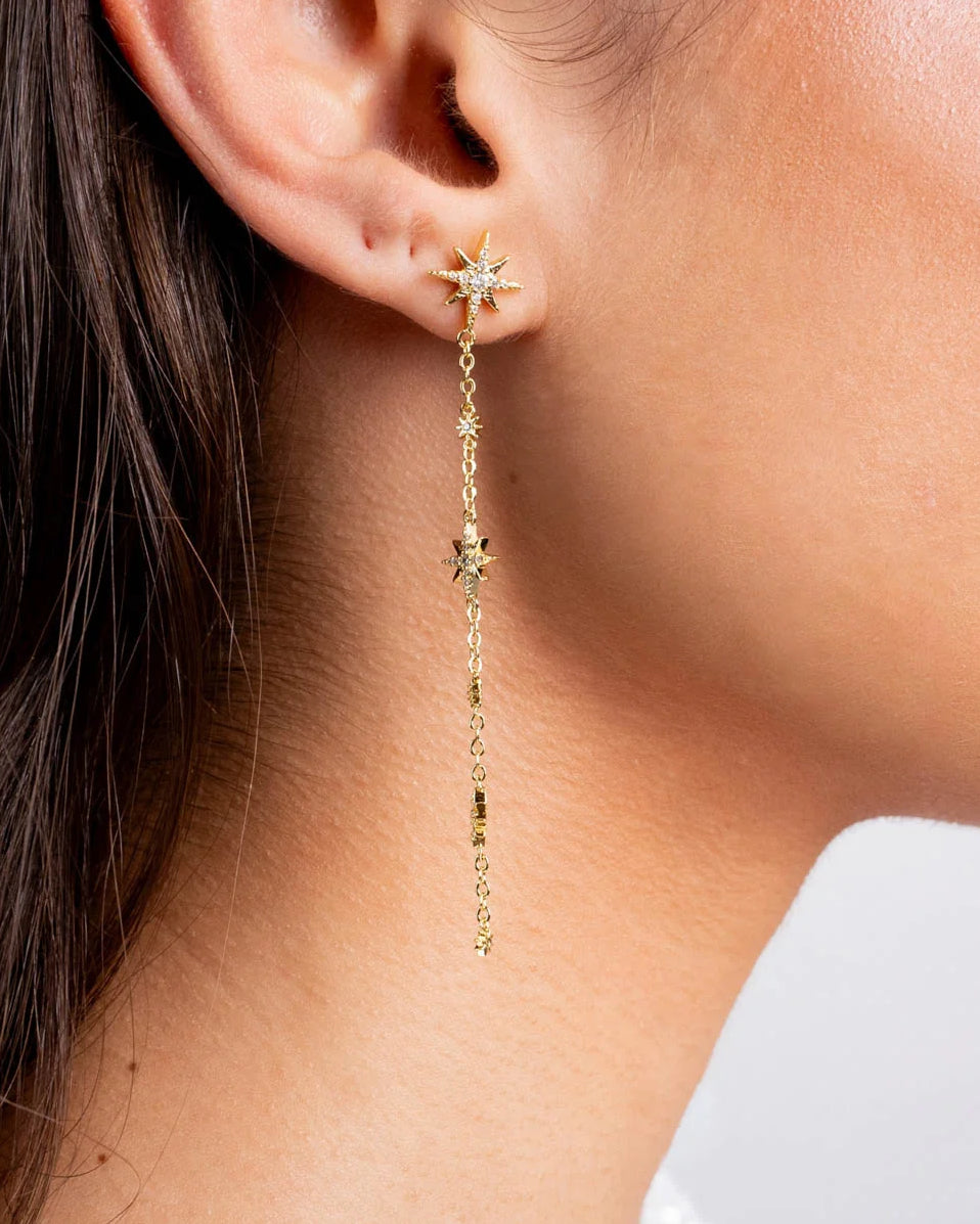 PENDIENTES ESTRELLAS LARGO DORADO