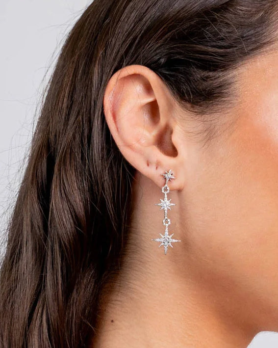 PENDIENTES ESTRELLAS CIRCONITA PLATEADO