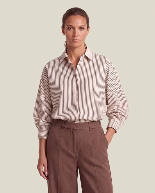 CAMISA COSMA RAYAS BLANCAS Y MARRONES