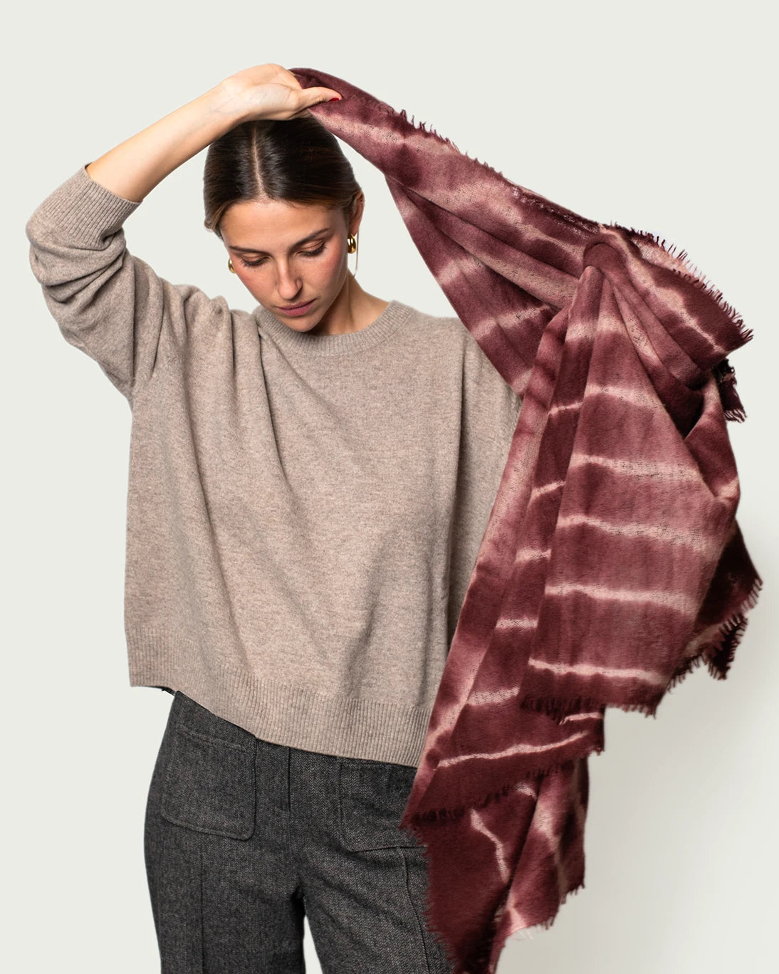 CHAL CASHMERE TONOS BURGUNDY 85X200CM