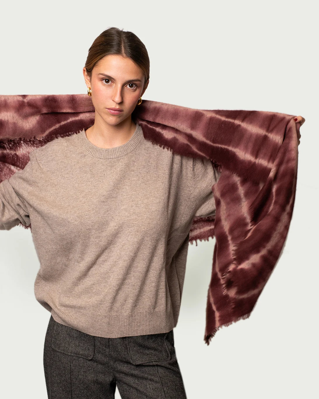 CHAL CASHMERE TONOS BURGUNDY 85X200CM