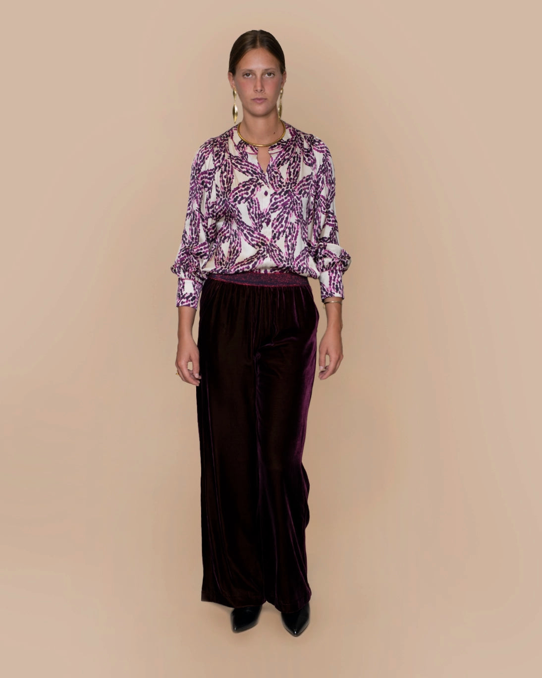 PANTALÓN TERCIOPELO DANCE BURDEOS