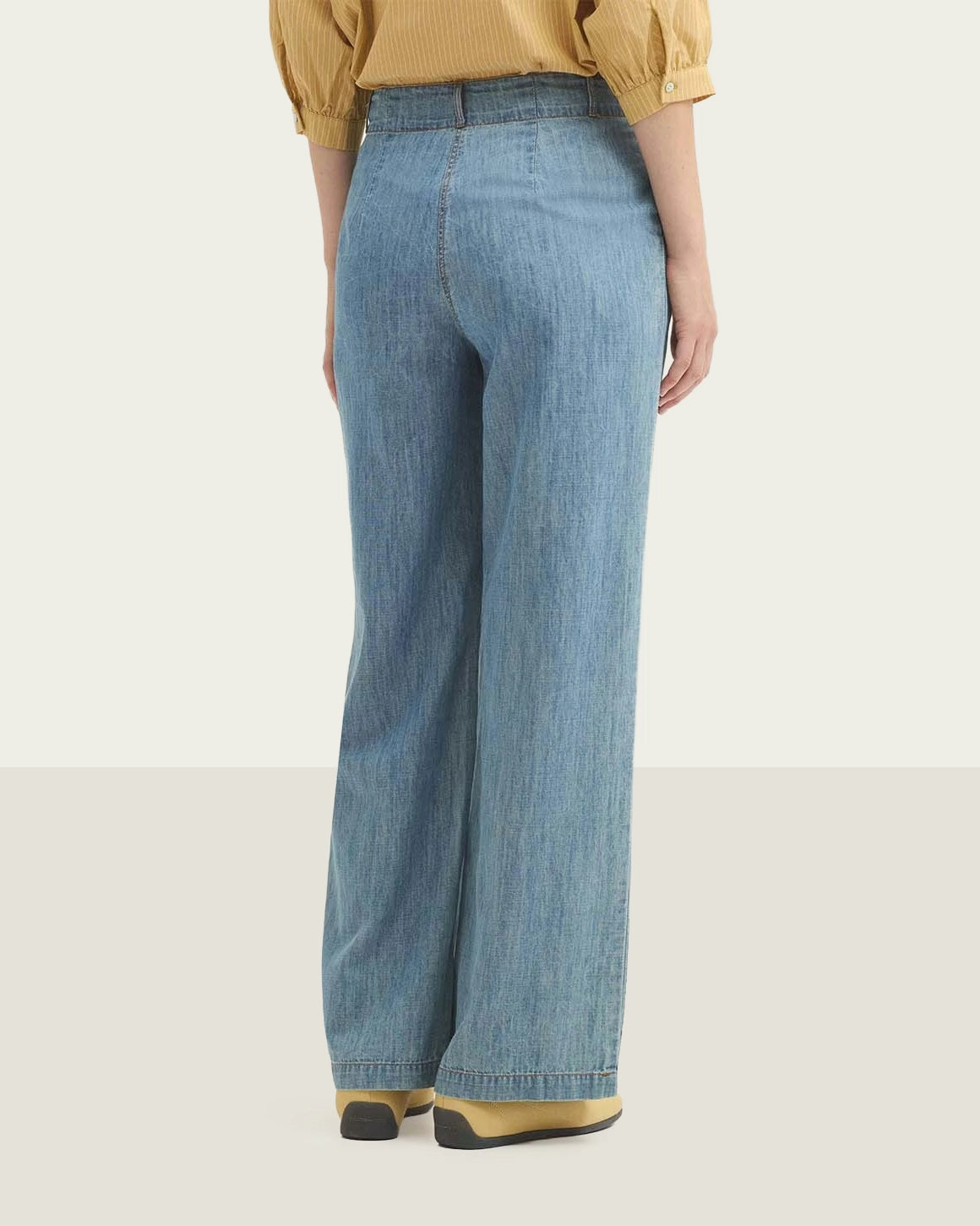 PLEATED DENIM TROUSERS