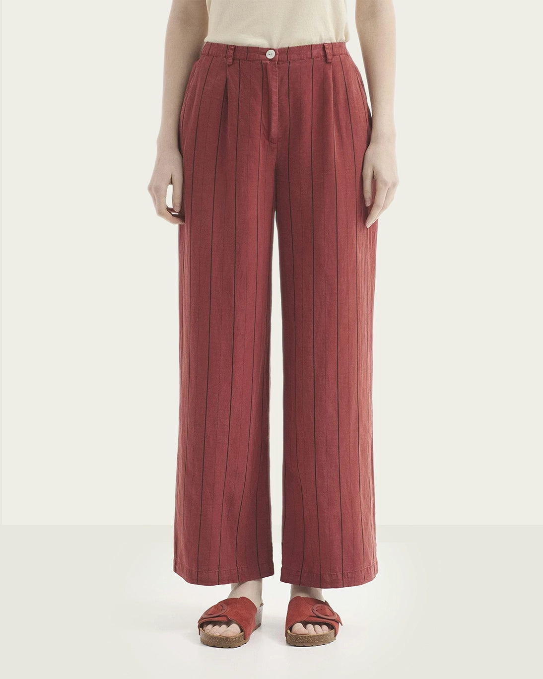 STRIPED TERRACOTTA TROUSERS