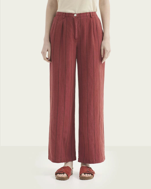 STRIPED TERRACOTTA TROUSERS