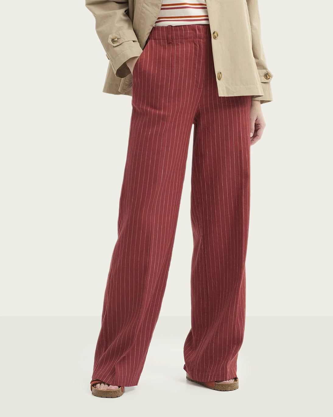 STRIPED TERRACOTTA TROUSERS
