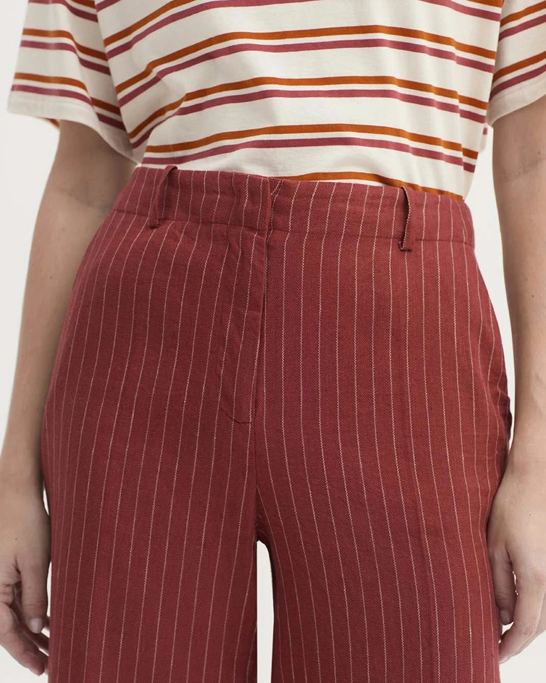 STRIPED TERRACOTTA TROUSERS