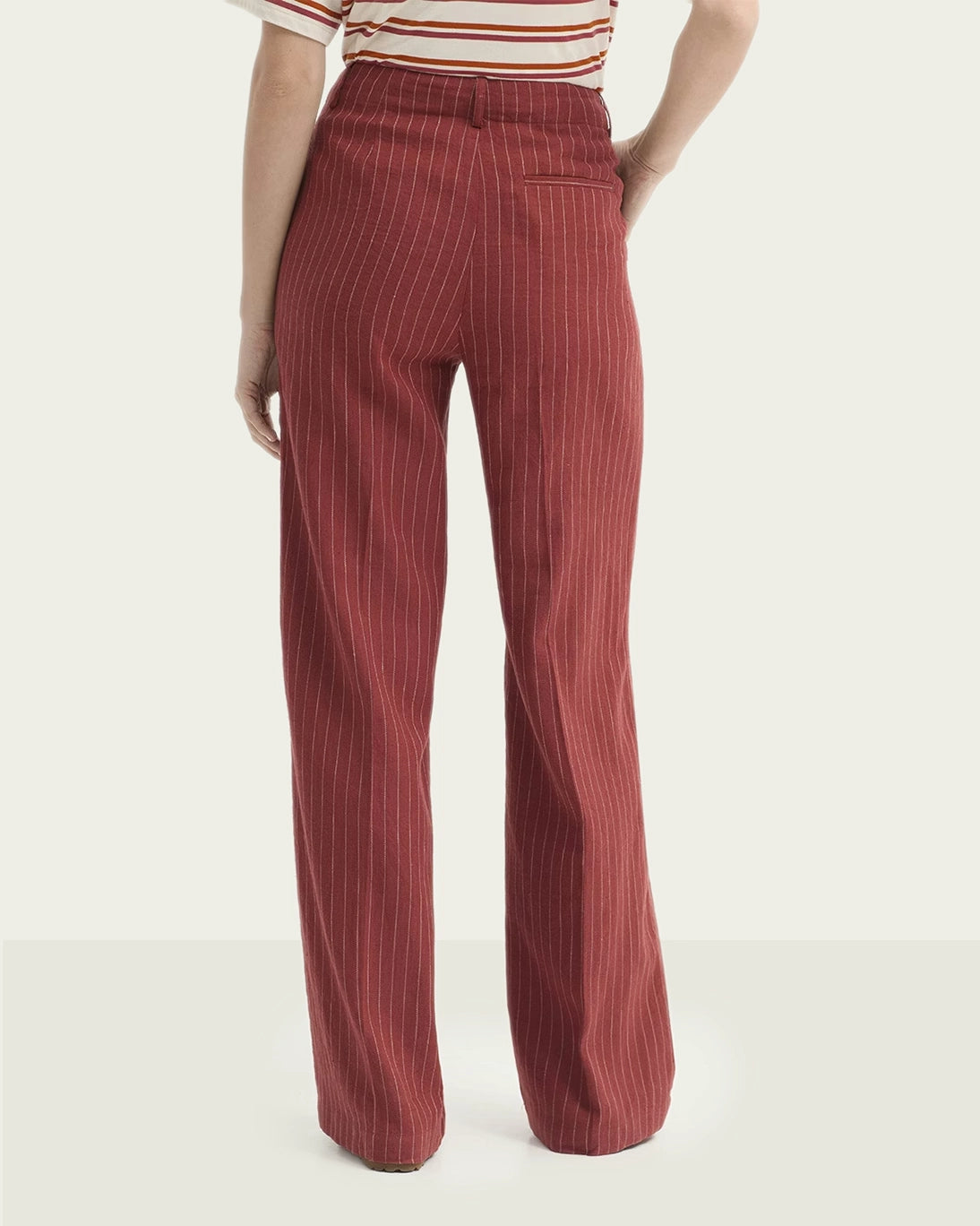 STRIPED TERRACOTTA TROUSERS