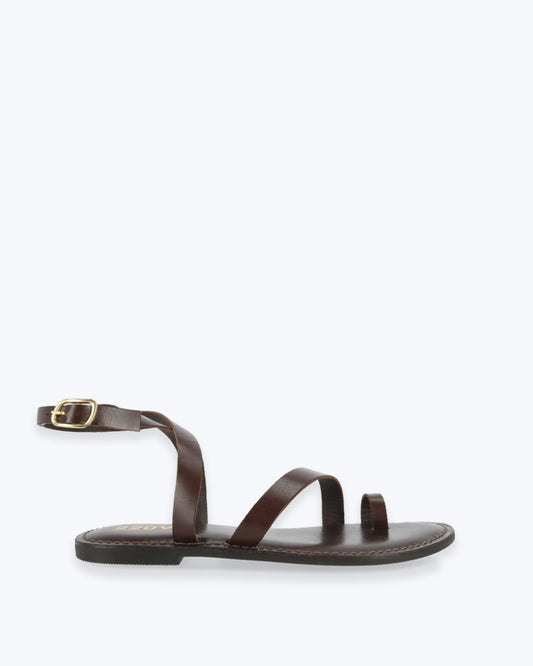 SANDALIA DANELLA DE CUERO CHOCOLATE