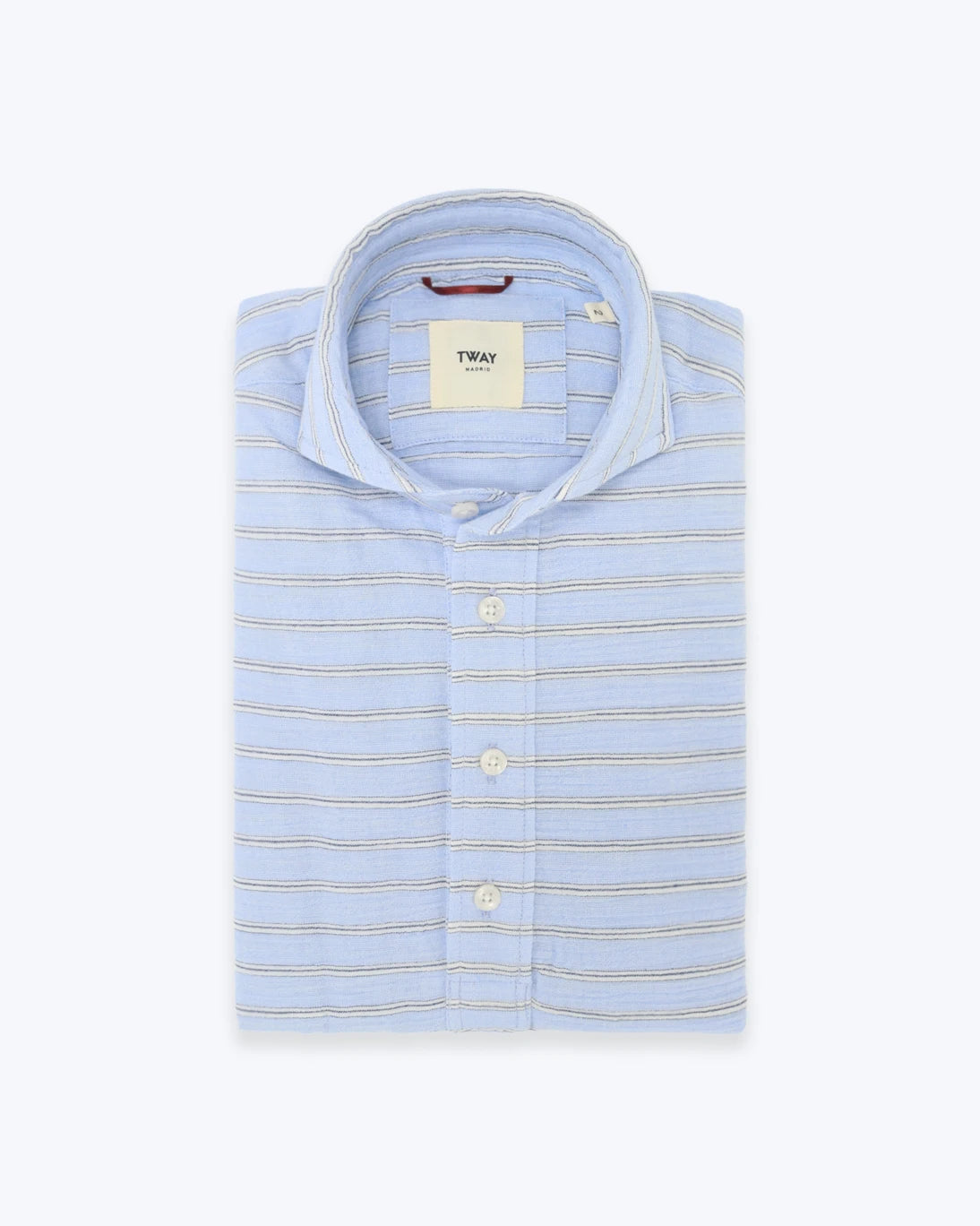 Polera azul de rayas blancas de la marca Tway.