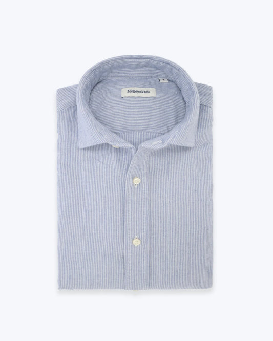 CAMISA AZUL RAYAS BLANCAS