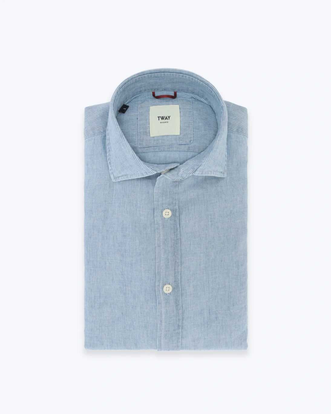 CAMISA AZUL LINO CON RAYA BLANCA