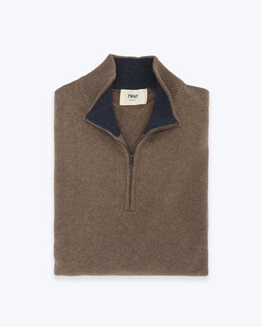 JERSEY SEMI CREMALLERA MARRON