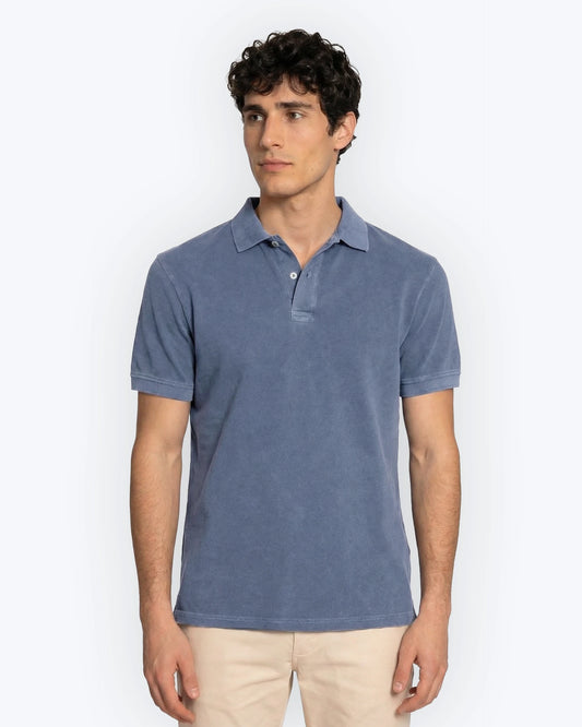 POLO MANGA CORTA PIQUÉ AZUL