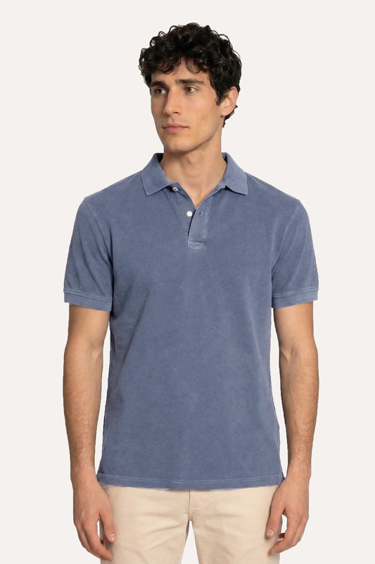 POLO MANGA CORTA PIQUÉ AZUL