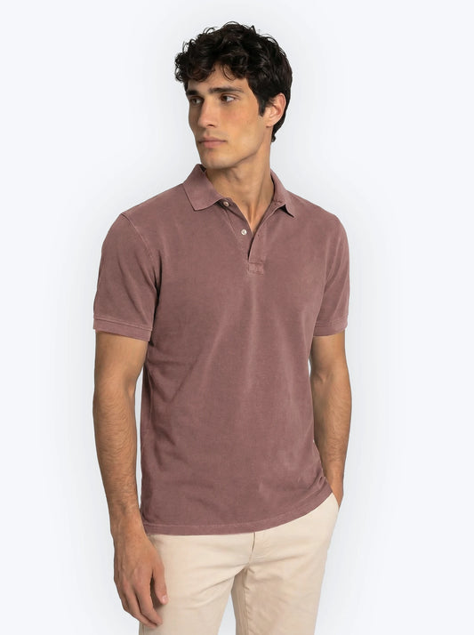 POLO MANGA CORTA PIQUÉ BURDEOS