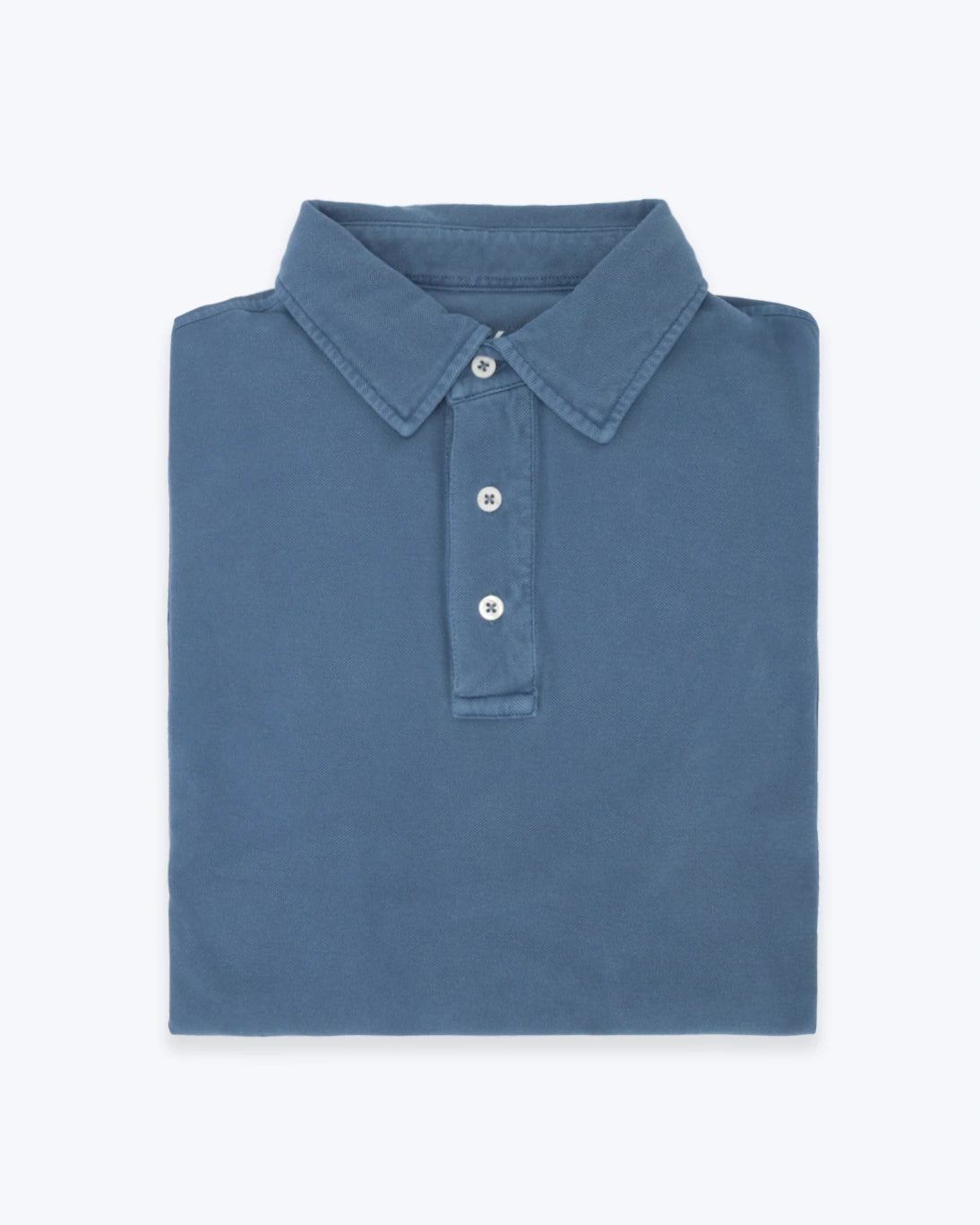 POLO MANGA LARGA PIQUÉ AZUL