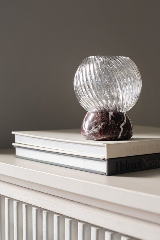 CRYSTAL CANDLE HOLDER WITH MARBLE BASE