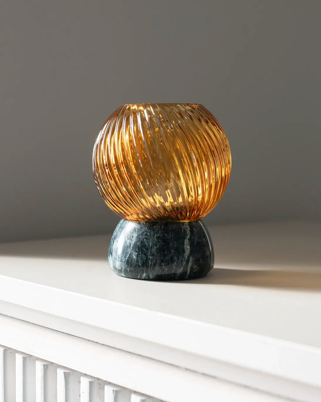 PORTA VELAS CRISTAL BASE MÁRMOL 13X11CM