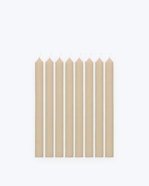 SET 8 VELAS BEIGE 25 CM