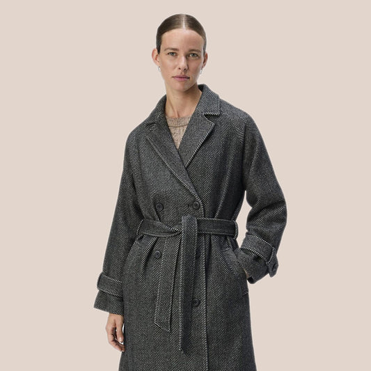 Abrigo espiga gris rebajado