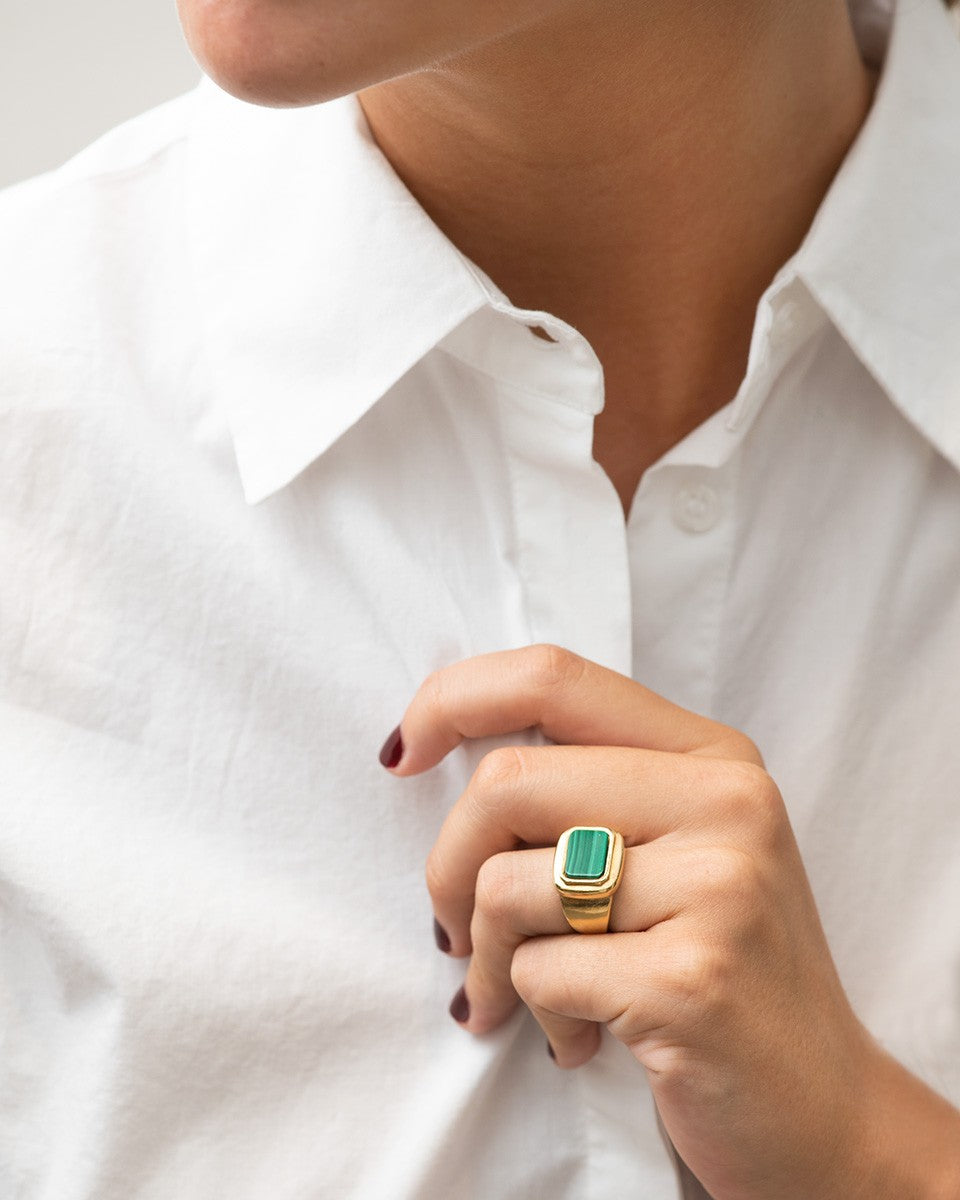 ANILLO SELLO MALAQUITA