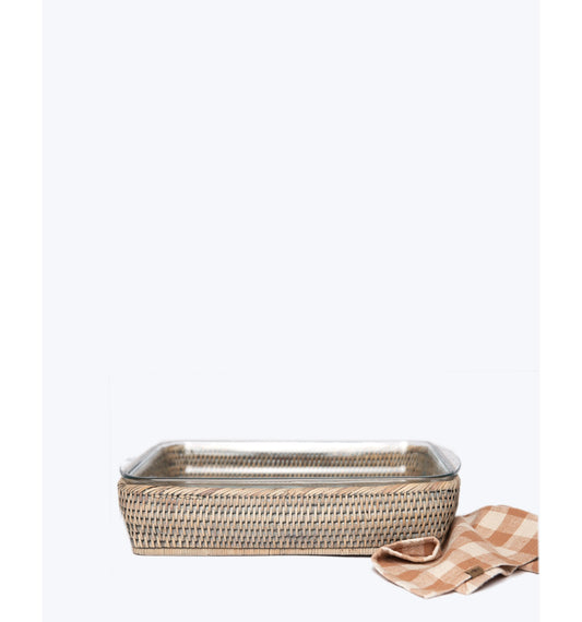 FUENTE RECTANGULAR RATTAN 33X22CM
