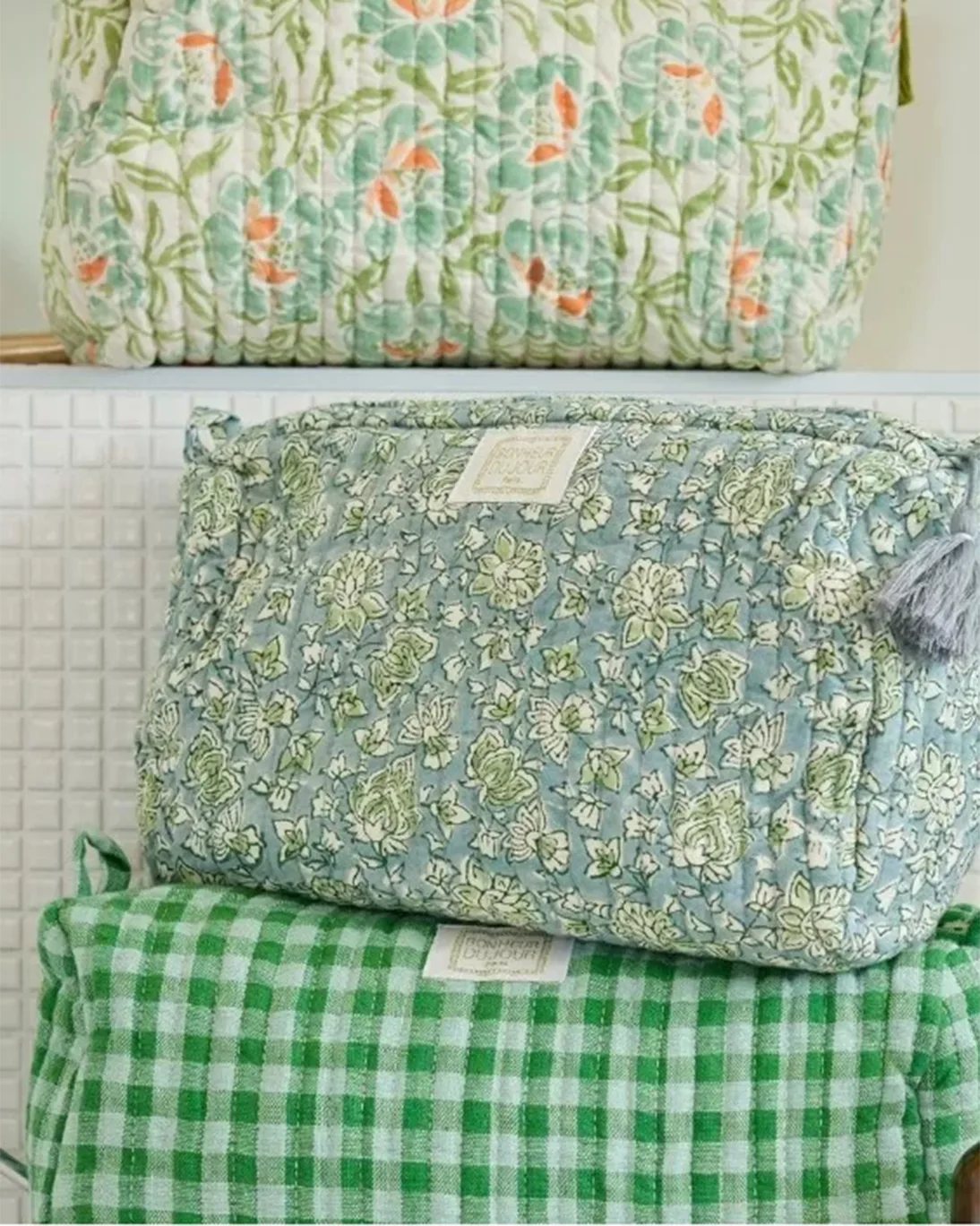 NECESER INDIRA VICHY VERDE PEQUEÑO 23X10X7CM