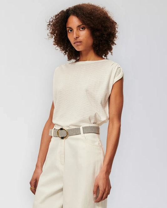 SIXTOJACQUARD WHITE T-SHIRT