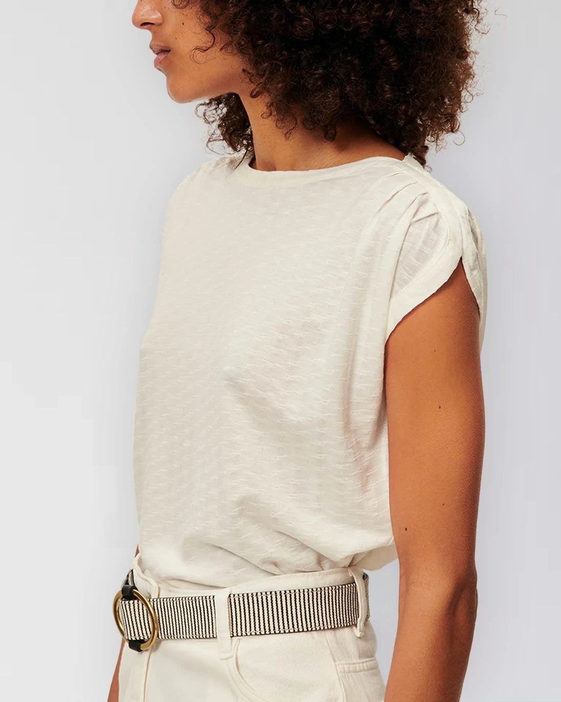 SIXTOJACQUARD WHITE T-SHIRT