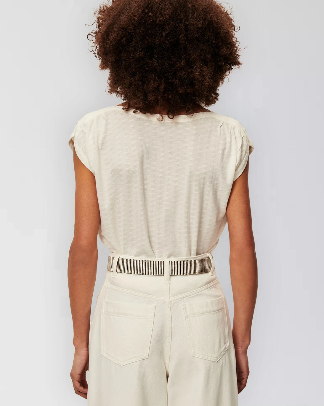 SIXTOJACQUARD WHITE T-SHIRT