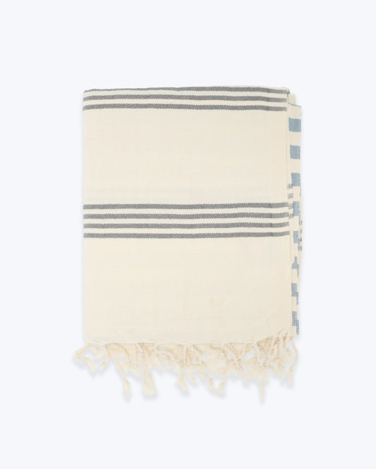 BLUE AND GREY PESTEMAL PAREO TOWEL 100X180 CM