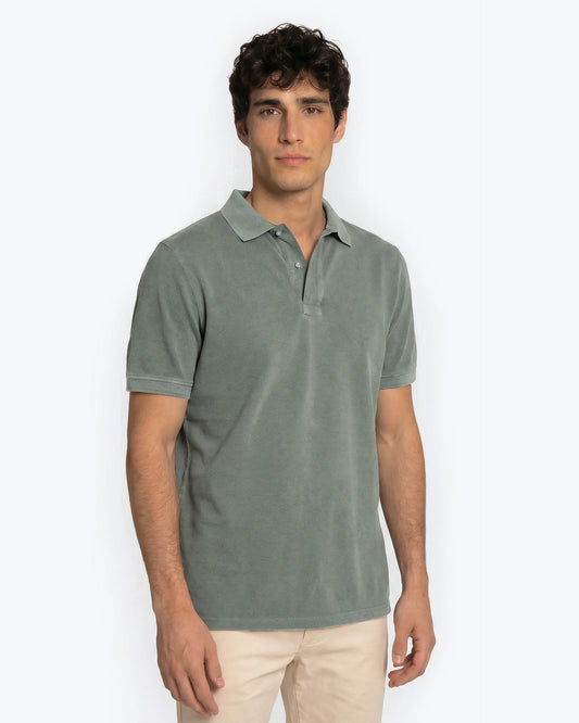 POLO MANGA CORTA PIQUÉ VERDE OSCURO